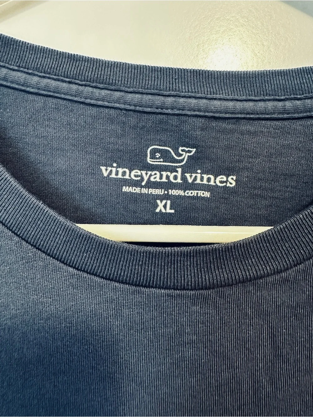 Vineyard Vines Navy Long-Sleeve Pocket Tee with Whale Logo
